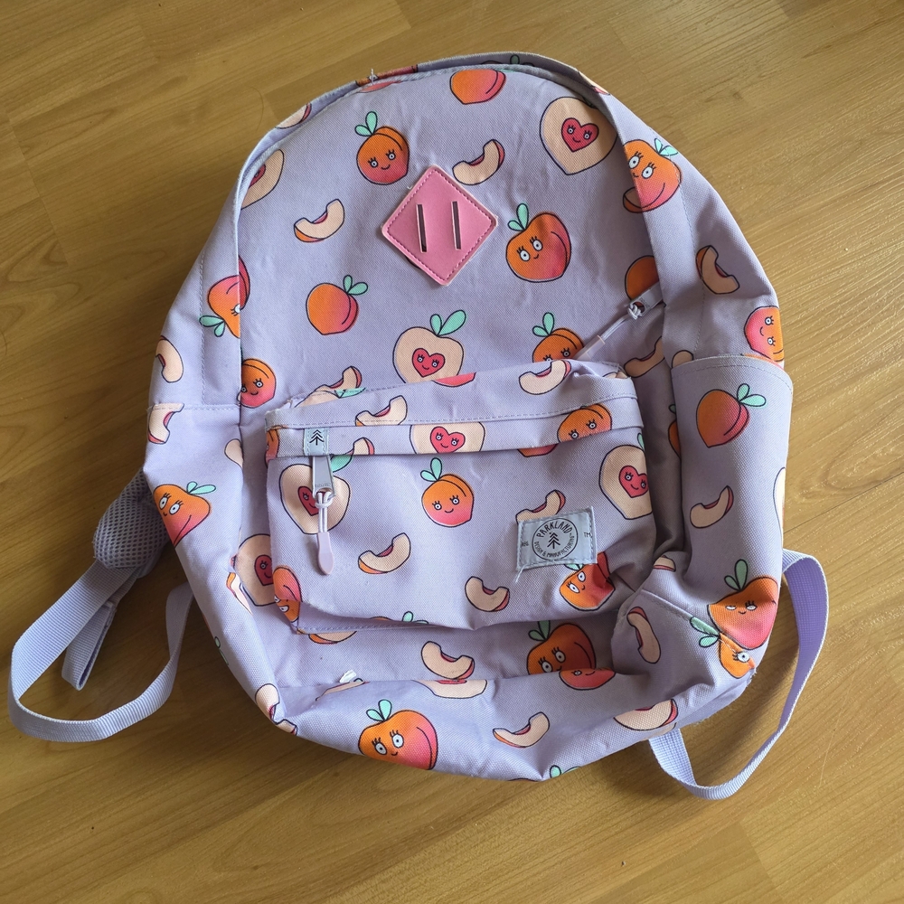Kids Cute Peach Print Lavender Backpack